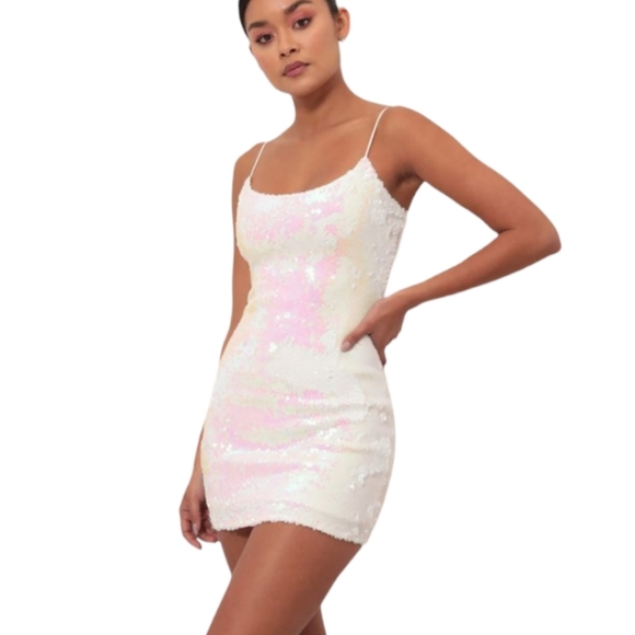 Lucy in the Sky Iridescent Sequin Mini Dress Large - Picture 1 of 10